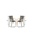 Set of Two 23" Charcoal and Natural Wood Solid Wood Outdoor Arm Chair