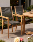 Set of Two 23" Charcoal and Natural Wood Solid Wood Outdoor Arm Chair