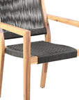 Set of Two 23" Charcoal and Natural Wood Solid Wood Outdoor Arm Chair