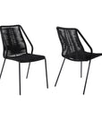 Set of Two 22" Black Metal Outdoor Dining Chair