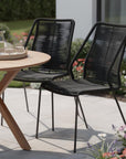 Set of Two 22" Black Metal Outdoor Dining Chair