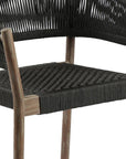 Set of Two 26" Black and Natural Wood Solid Wood Outdoor Dining Chair