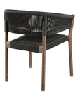 Set of Two 26" Black and Natural Wood Solid Wood Outdoor Dining Chair