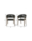 Set of Two 26" Black and Natural Wood Solid Wood Outdoor Dining Chair