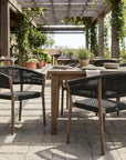 Set of Two 26" Black and Natural Wood Solid Wood Outdoor Dining Chair