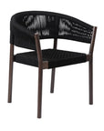 Set of Two 26" Black Solid Wood Outdoor Dining Chair