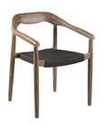 Set of Two 22" Black and Natural Wood Solid Wood Outdoor Dining Chairs
