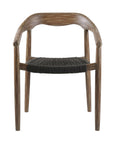 Set of Two 22" Black and Natural Wood Solid Wood Outdoor Dining Chairs