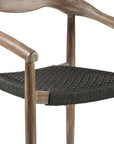 Set of Two 22" Black and Natural Wood Solid Wood Outdoor Dining Chairs