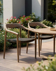 Set of Two 22" Black and Natural Wood Solid Wood Outdoor Dining Chairs