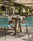 Set of Two 25" Green Metal Outdoor Dining Chair