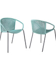 Set of Two 25" Green Metal Outdoor Dining Chair