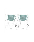 Set of Two 25" Green Metal Outdoor Dining Chair