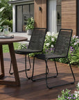 Set of Two 23" Black Metal Outdoor Dining Chair