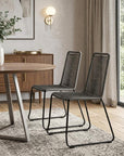 Set of Two 23" Gray Metal Outdoor Dining Chair