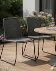 Set of Two 23" Gray Metal Outdoor Dining Chair