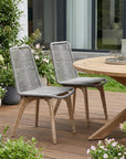 Set of Two 18" Gray Solid Wood Outdoor Dining Chair