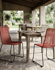 Set of Two 23" Red Metal Outdoor Dining Chair
