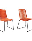 Set of Two 23" Tangerine Metal Outdoor Dining Chair