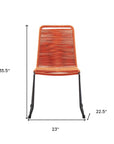 Set of Two 23" Tangerine Metal Outdoor Dining Chair