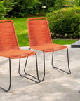Set of Two 23" Tangerine Metal Outdoor Dining Chair