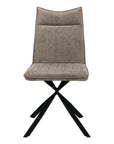Set of Two Tufted Taupe And Black Upholstered Faux Leather Dining Parsons Chairs