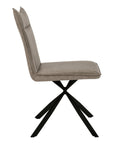 Set of Two Tufted Taupe And Black Upholstered Faux Leather Dining Parsons Chairs