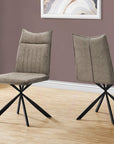 Set of Two Tufted Taupe And Black Upholstered Faux Leather Dining Parsons Chairs
