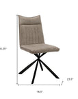 Set of Two Tufted Taupe And Black Upholstered Faux Leather Dining Parsons Chairs