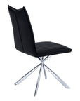 Set of Two Tufted Black And Silver Upholstered Faux Leather Dining Parsons Chairs