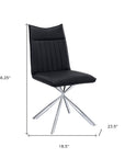 Set of Two Tufted Black And Silver Upholstered Faux Leather Dining Parsons Chairs
