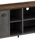 47" Brown And Gray Distressed Reclaimed Wood Enclosed and Open Storage TV Stand