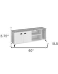 60" White Cabinet Enclosed Storage TV Stand
