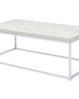 48" Chrome And White Oak Manufactured Wood And Metal Rectangular Coffee Table