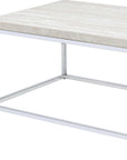 48" Chrome And White Oak Manufactured Wood And Metal Rectangular Coffee Table
