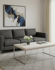 48" Chrome And White Oak Manufactured Wood And Metal Rectangular Coffee Table