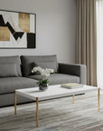 48" White and Gold Wood And Metal Coffee Table