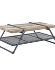 47" Natural and Gray Metal Sled Coffee Table With Shelf