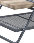 47" Natural and Gray Metal Sled Coffee Table With Shelf