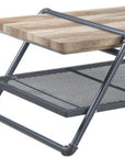 47" Natural and Gray Metal Sled Coffee Table With Shelf