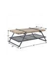 47" Natural and Gray Metal Sled Coffee Table With Shelf