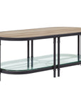 47" Natural Metal Oval Sled Coffee Table With Shelf
