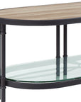 47" Natural Metal Oval Sled Coffee Table With Shelf