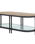 47" Natural Metal Oval Sled Coffee Table With Shelf