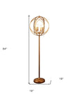 64" Gold Four Light Floor Lamp With Modern Gold Geometric Globe Shade