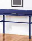 47" Blue Iron And Wood Vanity Table