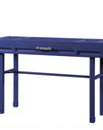 47" Blue Iron And Wood Vanity Table