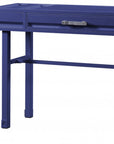 47" Blue Iron And Wood Vanity Table