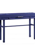 47" Blue Iron And Wood Vanity Table