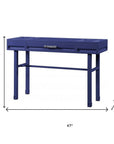 47" Blue Iron And Wood Vanity Table